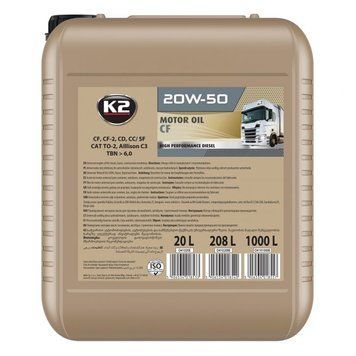Олива моторна K2 MOTOR OIL 20W-50 CF 20 л K2 (O41020E) K20921 фото